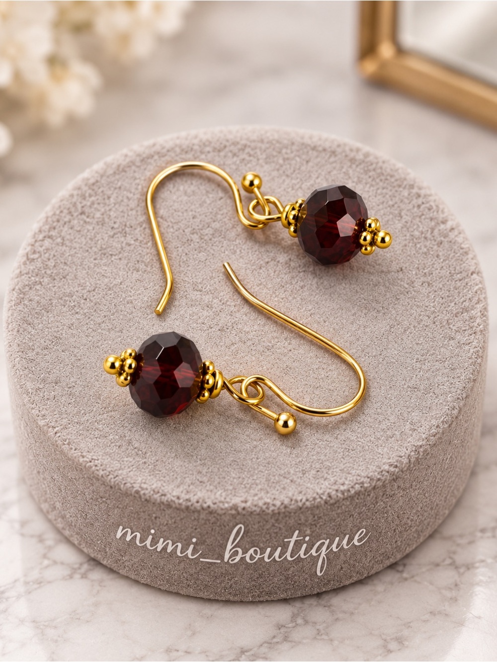 Handmade Swarovski Smoked Topaz Crystal Earrings Gold Hooks